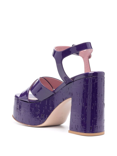 Shop Haus Of Honey Crossover Detail Chunky 125mm Heels In Violett