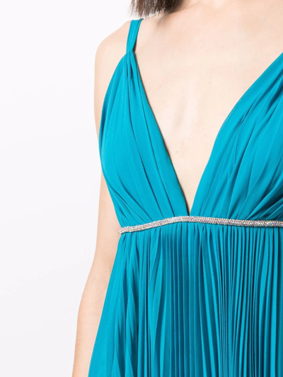 Shop Tassos Mitropoulos Pleated Sleeveless Gown In Blau