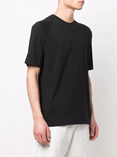Shop Stone Island Logo-embroidered T-shirt In Black