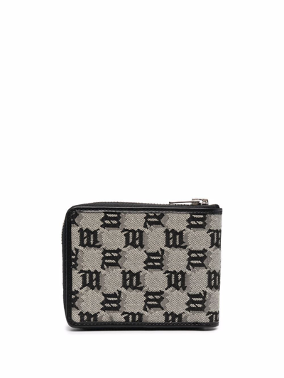 Misbhv Jacquard Monogram Zipped Wallet In Nude