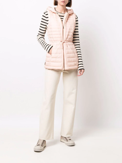 Shop Woolrich Hibiscus Hooded Goose-down Gilet In Rosa