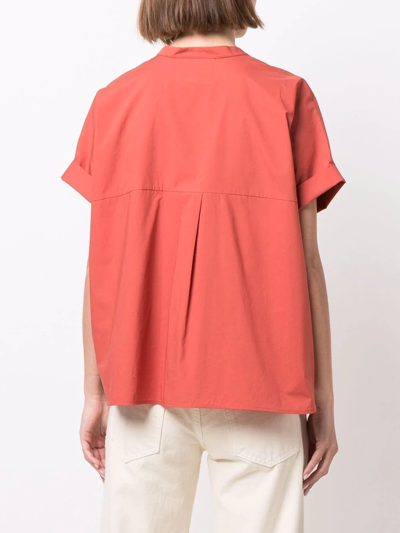 Shop Woolrich Short-sleeve Cotton Blouse In Orange