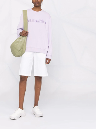 Shop Nanushka Logo-embroidered Organic-cotton Sweatshirt In Violett