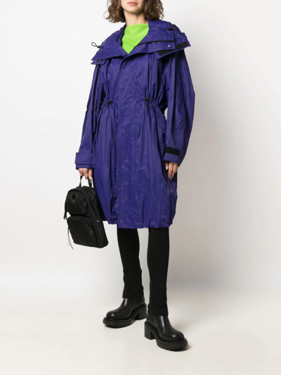 Shop Bottega Veneta Drawstring Hooded Crease-effect Parka Coat In Violett