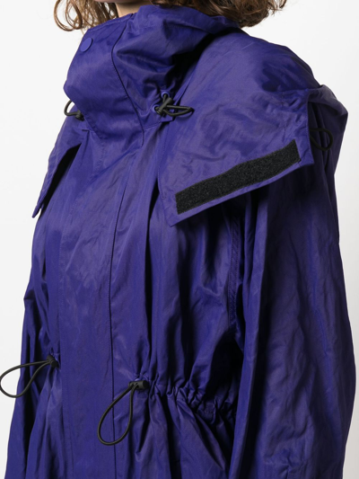Shop Bottega Veneta Drawstring Hooded Crease-effect Parka Coat In Violett