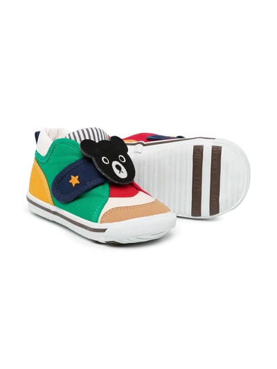 Shop Miki House Colour-block Bear Sneakers In Multicolour