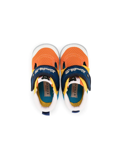 Shop Miki House Mesh-panelled Sneakers In Orange