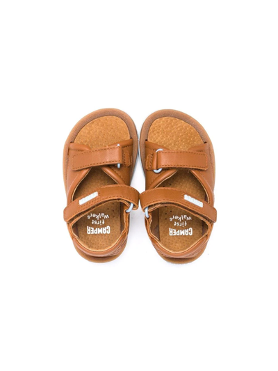 Camper Bicho Touch-strap Leather Sandals In Brown