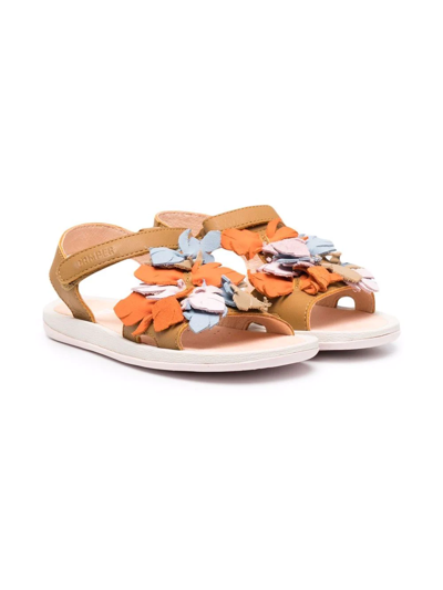 Shop Camper Twins Appliqué-detail Sandals In Brown