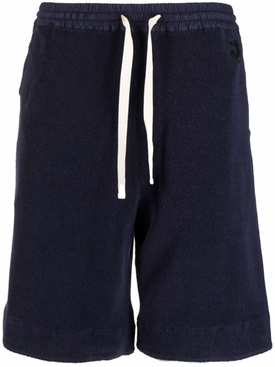 Shop Jil Sander Drawstring Terry-cotton Shorts In Blue