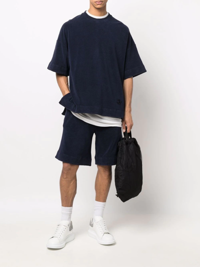 Shop Jil Sander Drawstring Terry-cotton Shorts In Blue