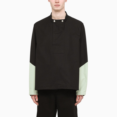 Shop Jil Sander Black And Sage Bi-color Cotton Jacket