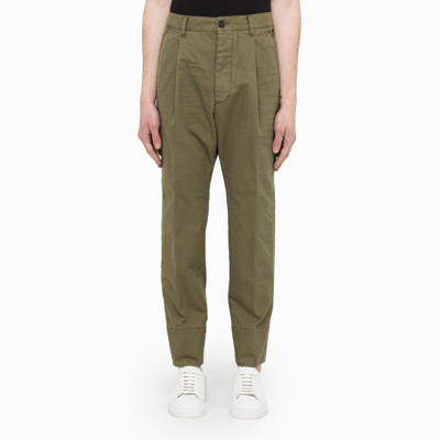 Shop Dsquared2 Military Green Pleated Trousers