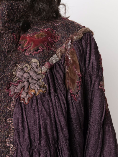 Pre-owned A.n.g.e.l.o. Vintage Cult 1980s Floral-embroidered Ruched Jacket In Bordeaux And Rust