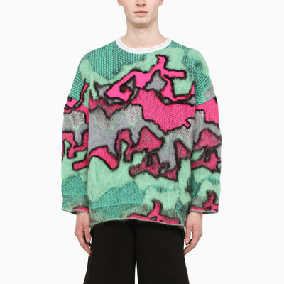 Shop Loewe Multicolour Camouflage Mohair Blend Sweater In Multicolor