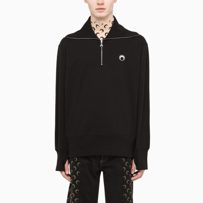 Shop Marine Serre Black Zipped Sweatshirt With Print