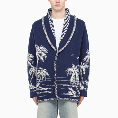 Shop Alanui Sorrounded By The Ocean Cardigan In Blue