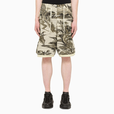 Shop Stone Island Shadow Project Beige Printed Linen Shorts
