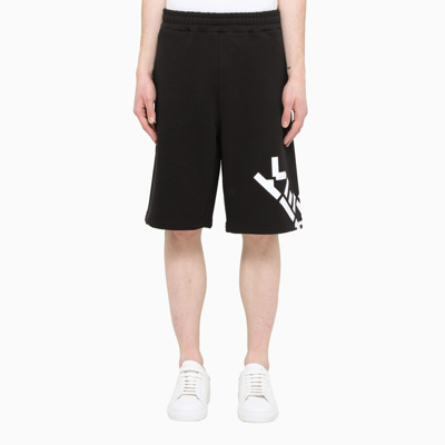 Shop Kenzo Black Jersey Shorts With Logo Print