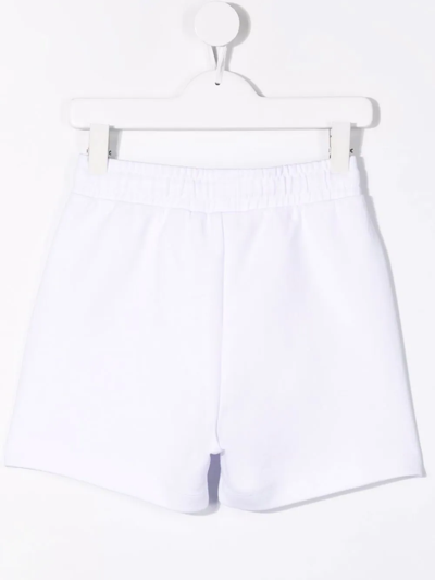Shop Moschino Logo-print Cotton-blend Track Shorts In White