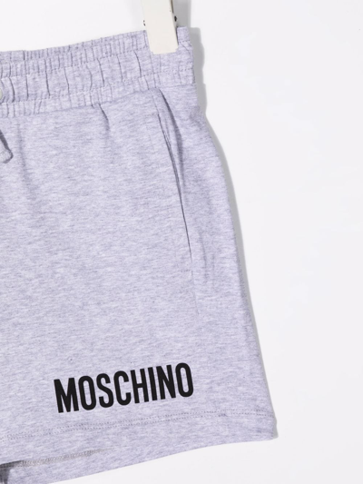 Shop Moschino Logo-print Cotton Shorts In Grey