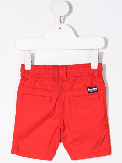 Timberland Drawstring-waist Cotton Shorts In Red