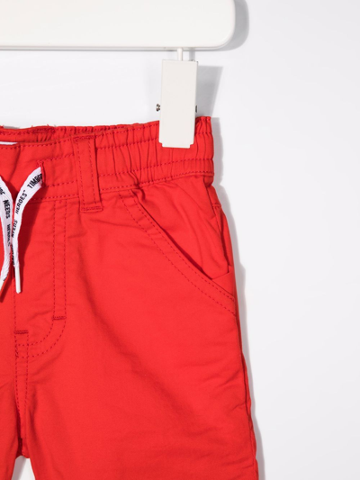 Timberland Drawstring-waist Cotton Shorts In Red