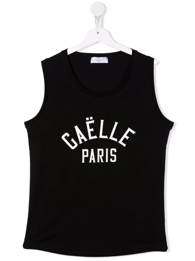 Shop Gaelle Paris Teen Logo-print Tank Top In Black