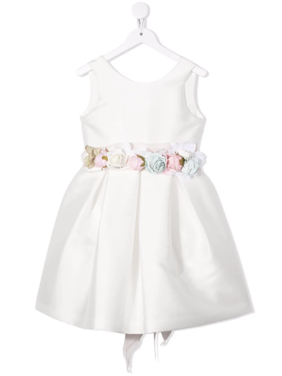 Shop Mimilù Flower-applique Detail Dress In White