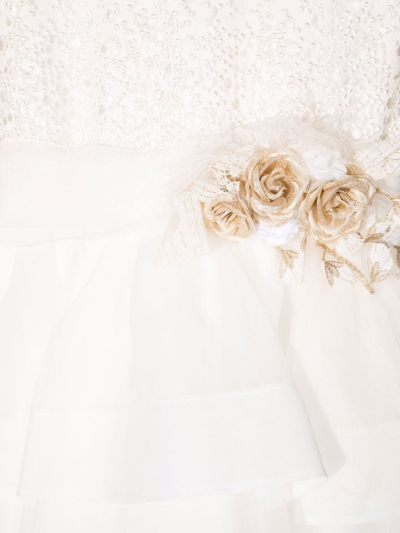 Shop Mimilù Teen Floral-appliqué Layered Dress In White