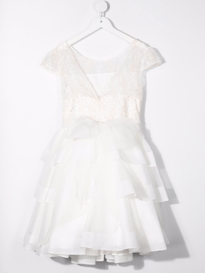Shop Mimilù Teen Floral-appliqué Layered Dress In White