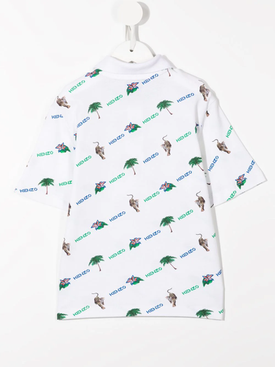 Shop Kenzo Logo-print Short-sleeve Polo Shirt In White