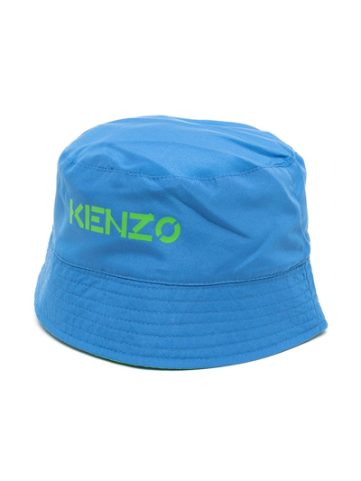 Shop Kenzo Logo-print Bucket Hat In Blue