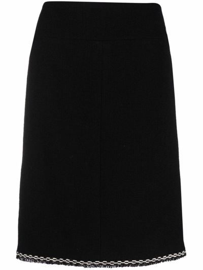 Pre-owned Chanel 2004 Chain-link Embroidered A-line Skirt In Black