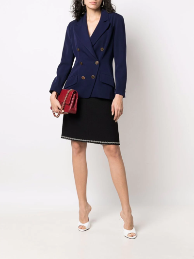 Pre-owned Chanel 2004 Chain-link Embroidered A-line Skirt In Black