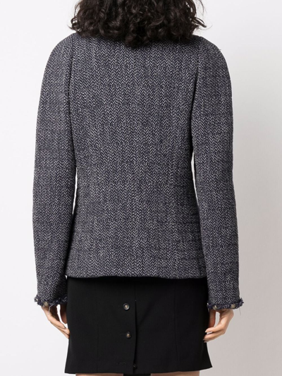 Pre-owned Chanel 2008 Embossed-buttons Single-breasted Jacket In Blue