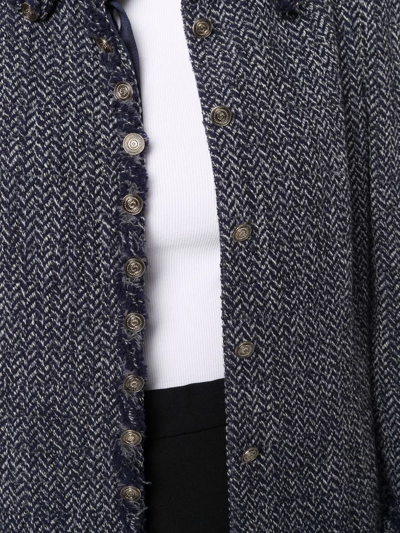 Pre-owned Chanel 2008 Embossed-buttons Single-breasted Jacket In Blue