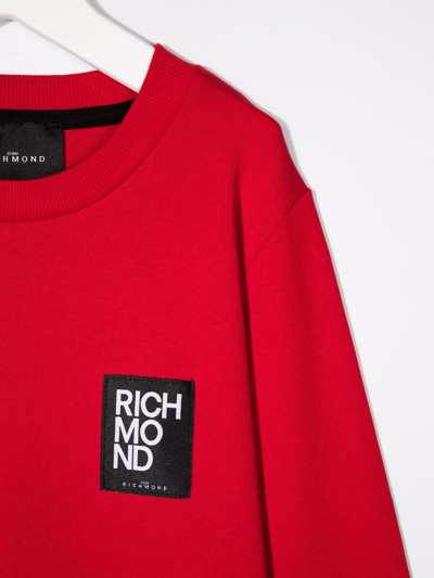 Shop John Richmond Junior Logo-print Cotton Jumper In Red