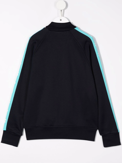 Shop Marni Logo-tape Detail Sweater In Blue