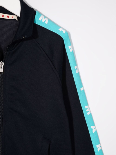 Marni Teen Logo-tape Detail Sweater In Blue