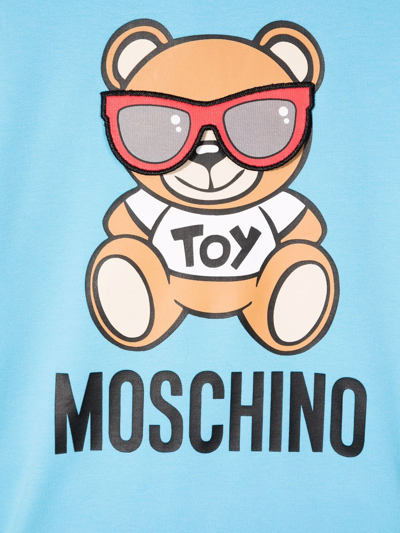 Shop Moschino Toy Bear Print Hoodie In Blue