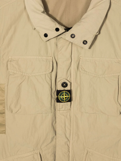Shop Stone Island Junior Teen Naslan Light Zipped Jacket In Neutrals
