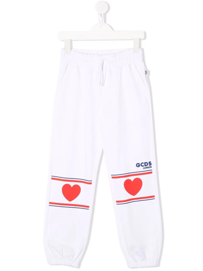 Shop Gcds Heart-print Detail Trousers In White