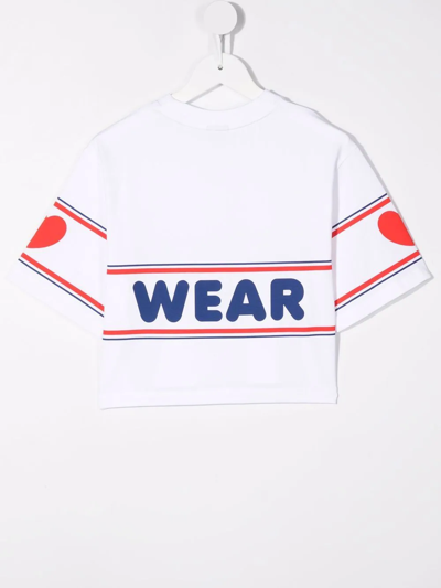 Gcds Kids White Logo T-shirt In White