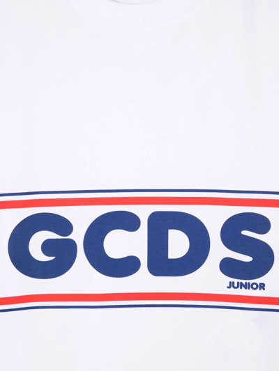 Gcds Kids White Logo T-shirt In White