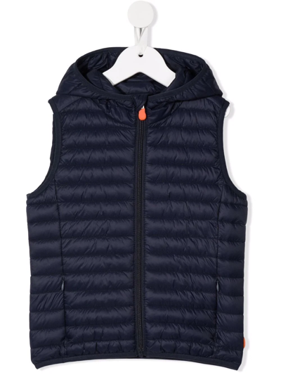 Shop Save The Duck Hooded Padded Gilet In Blue