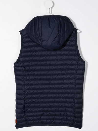 Shop Save The Duck Hooded Padded Gilet In Blue