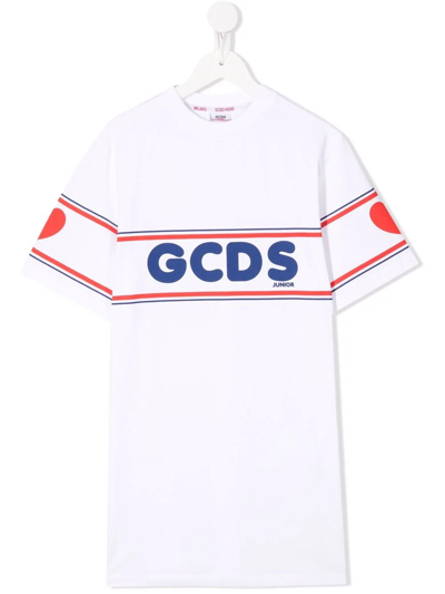 Gcds Logo-print T-shirt Dress In White