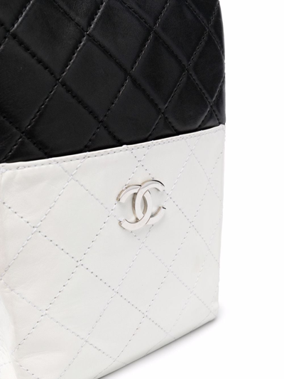 Pre-owned Chanel 2008-2009 Bicolour Cc Logo Shoulder Bag In Black