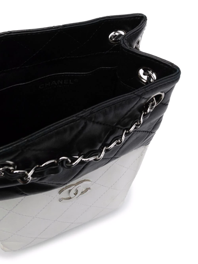 Pre-owned Chanel 2008-2009 Bicolour Cc Logo Shoulder Bag In Black